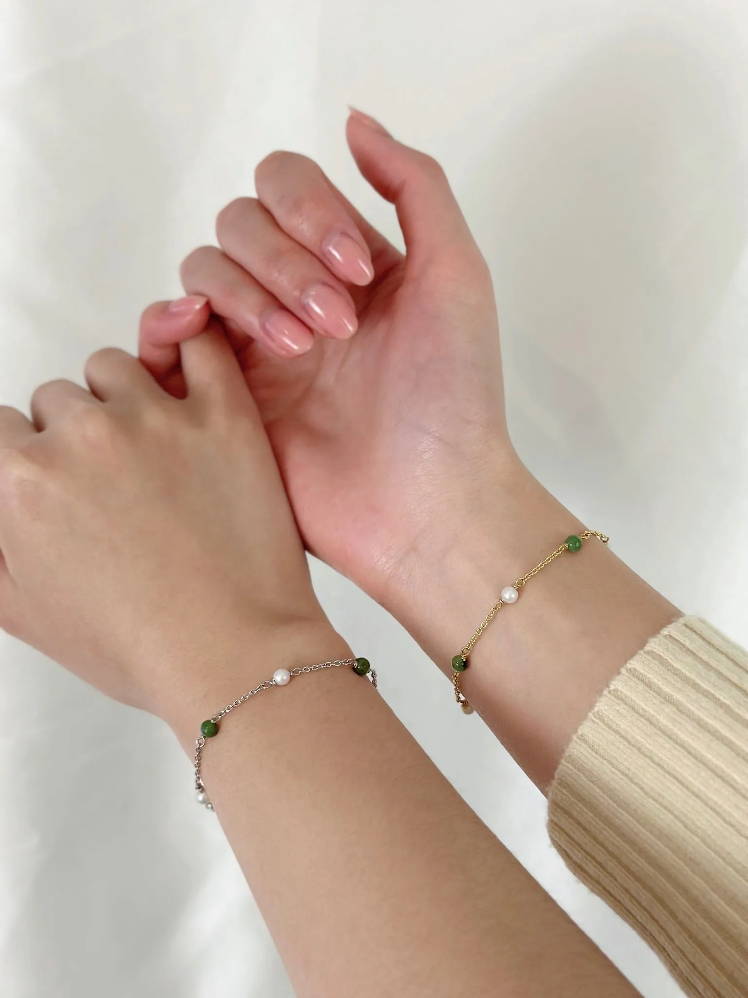 Gold Jade and Pearl Bracelet - Constance