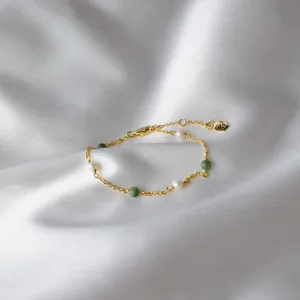 Gold Jade and Pearl Bracelet - Constance