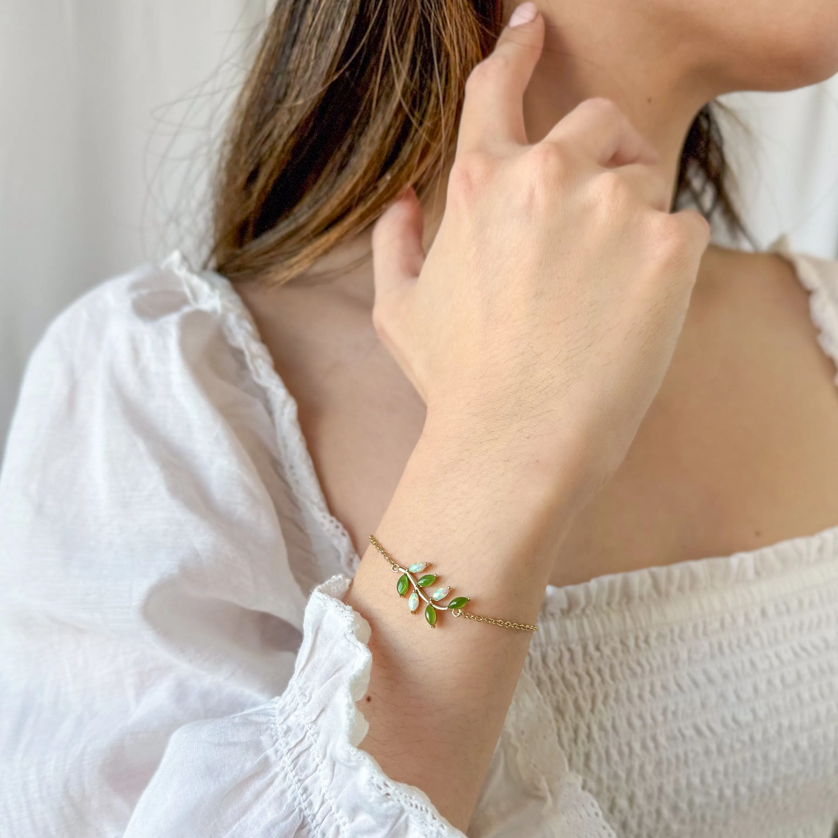 Gold Jade Blossom Bracelet - Arcadia