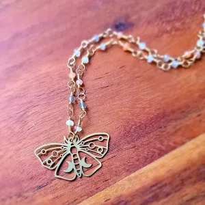 Gold Moonstone Lotus Necklace