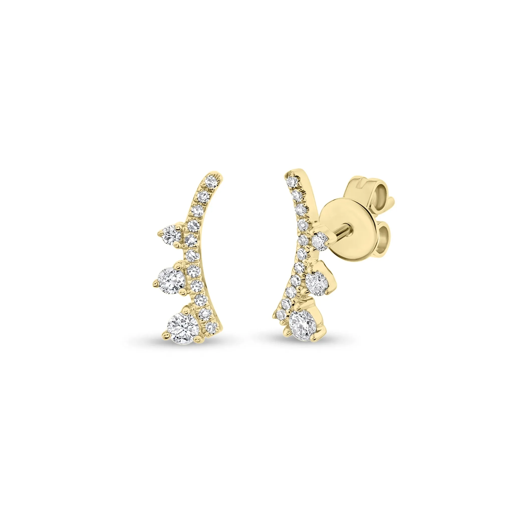 Graduated Diamond Arc Crawler Earrings