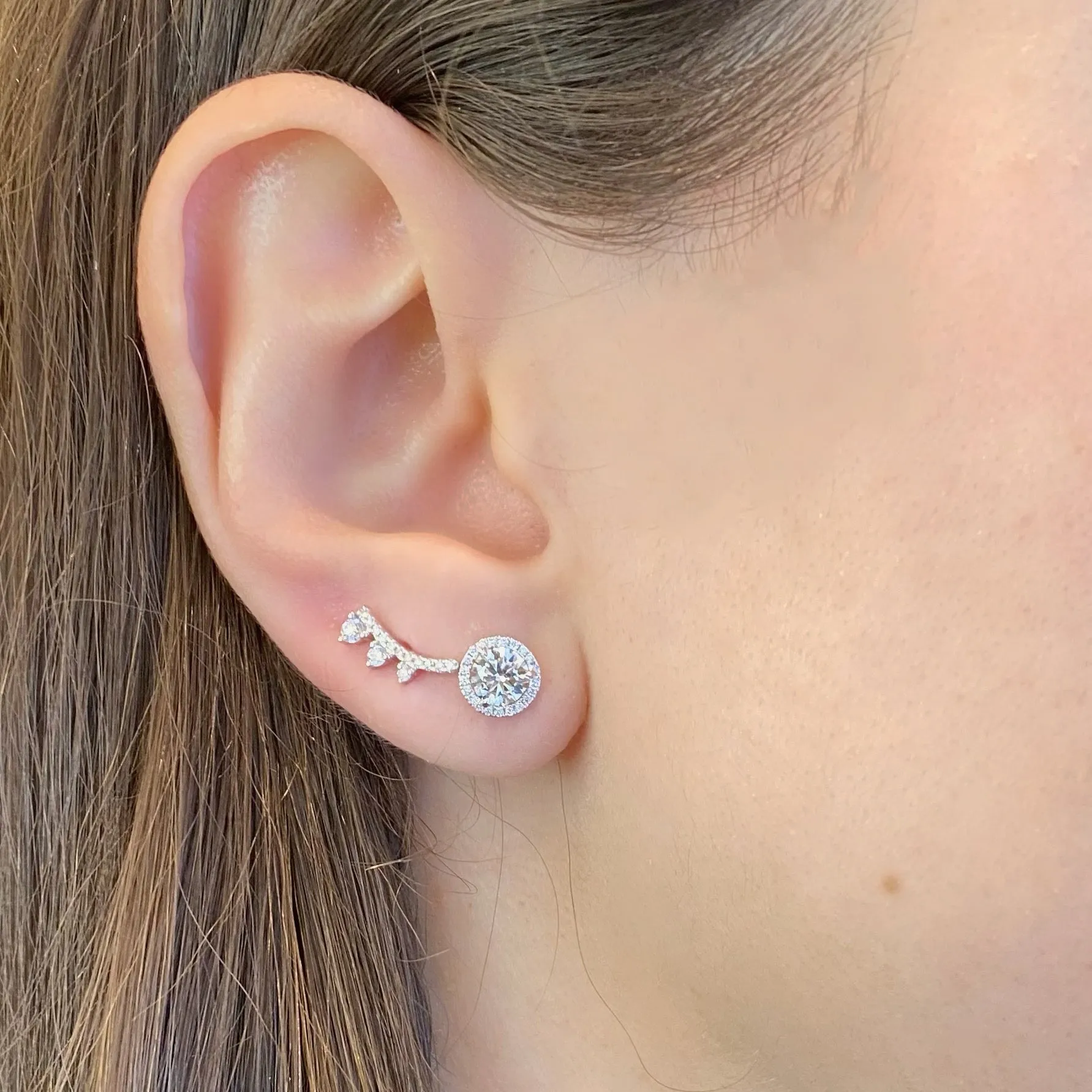 Graduated Diamond Arc Crawler Earrings
