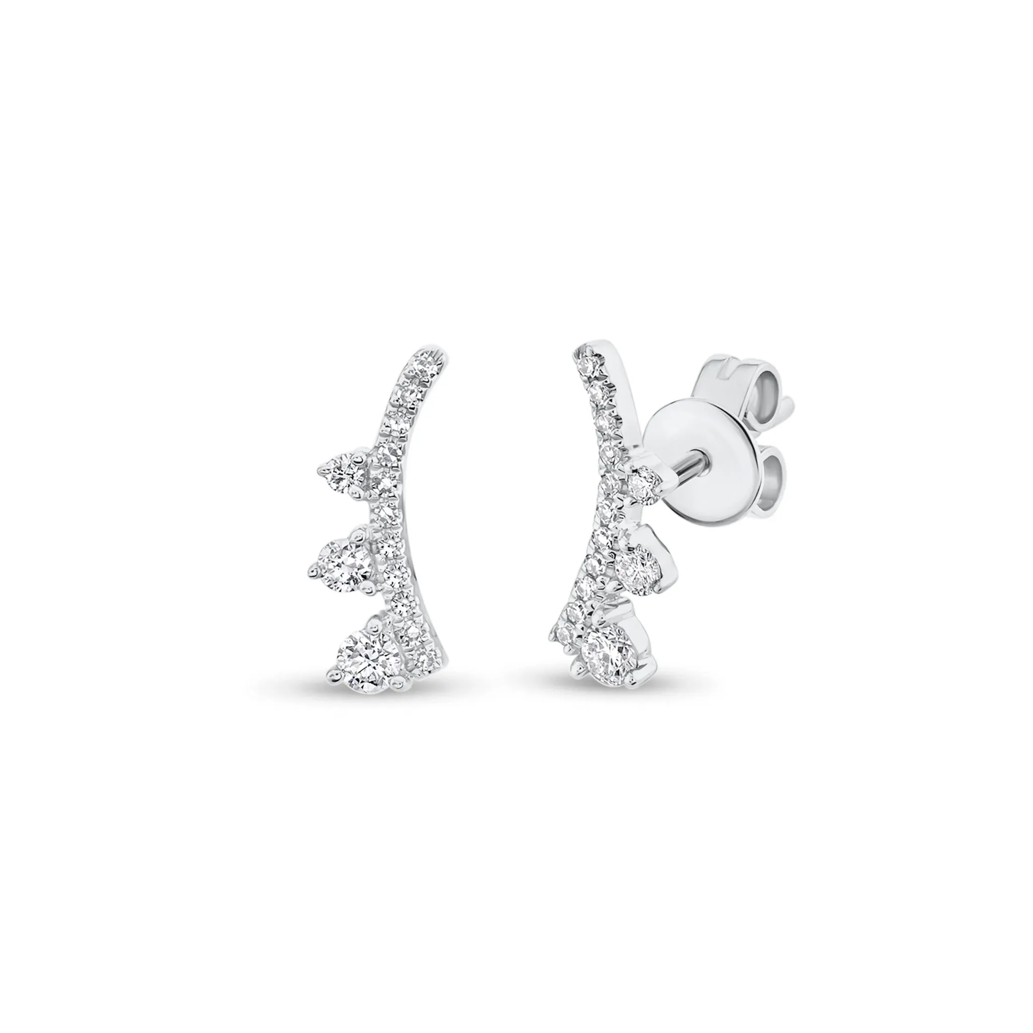 Graduated Diamond Arc Crawler Earrings