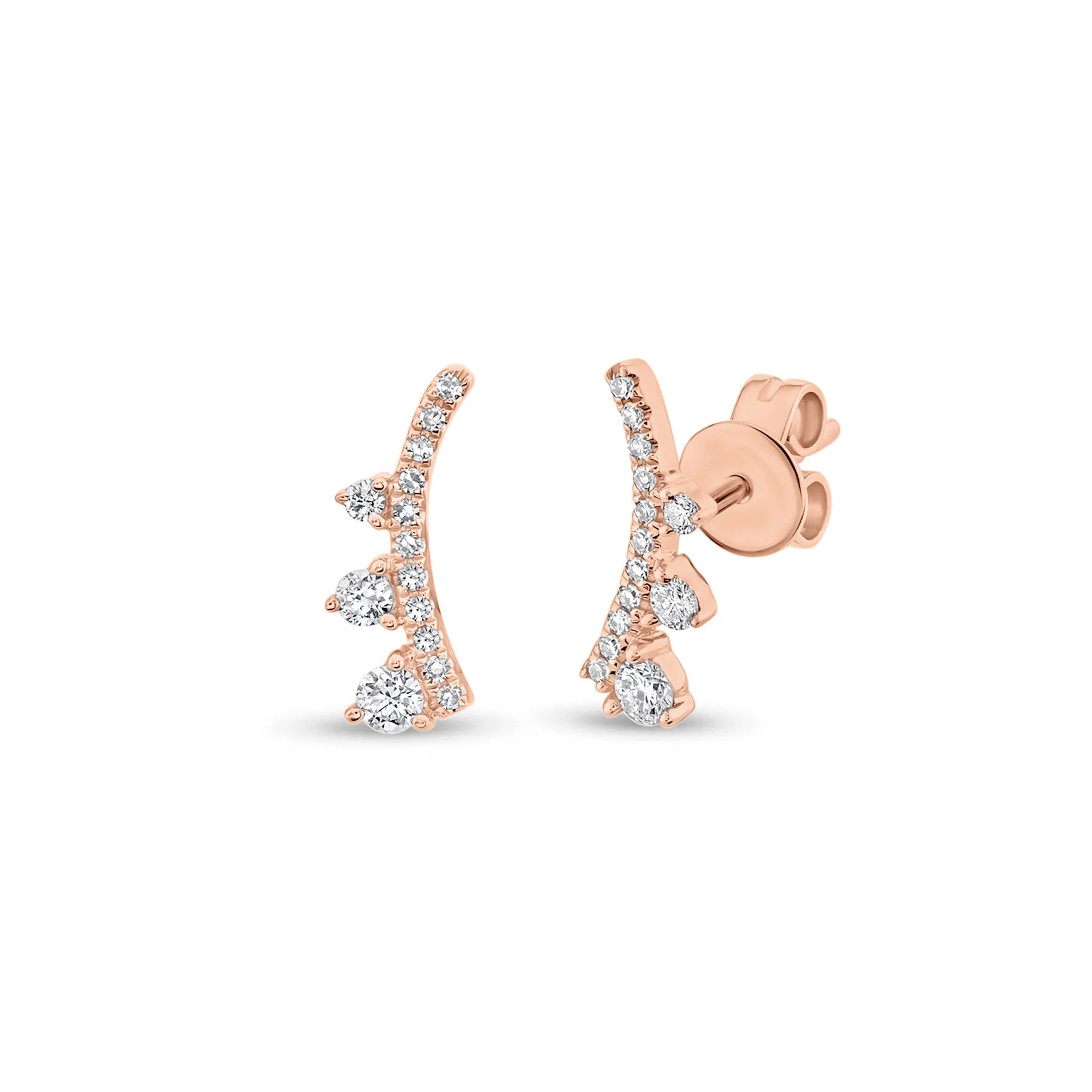 Graduated Diamond Arc Crawler Earrings