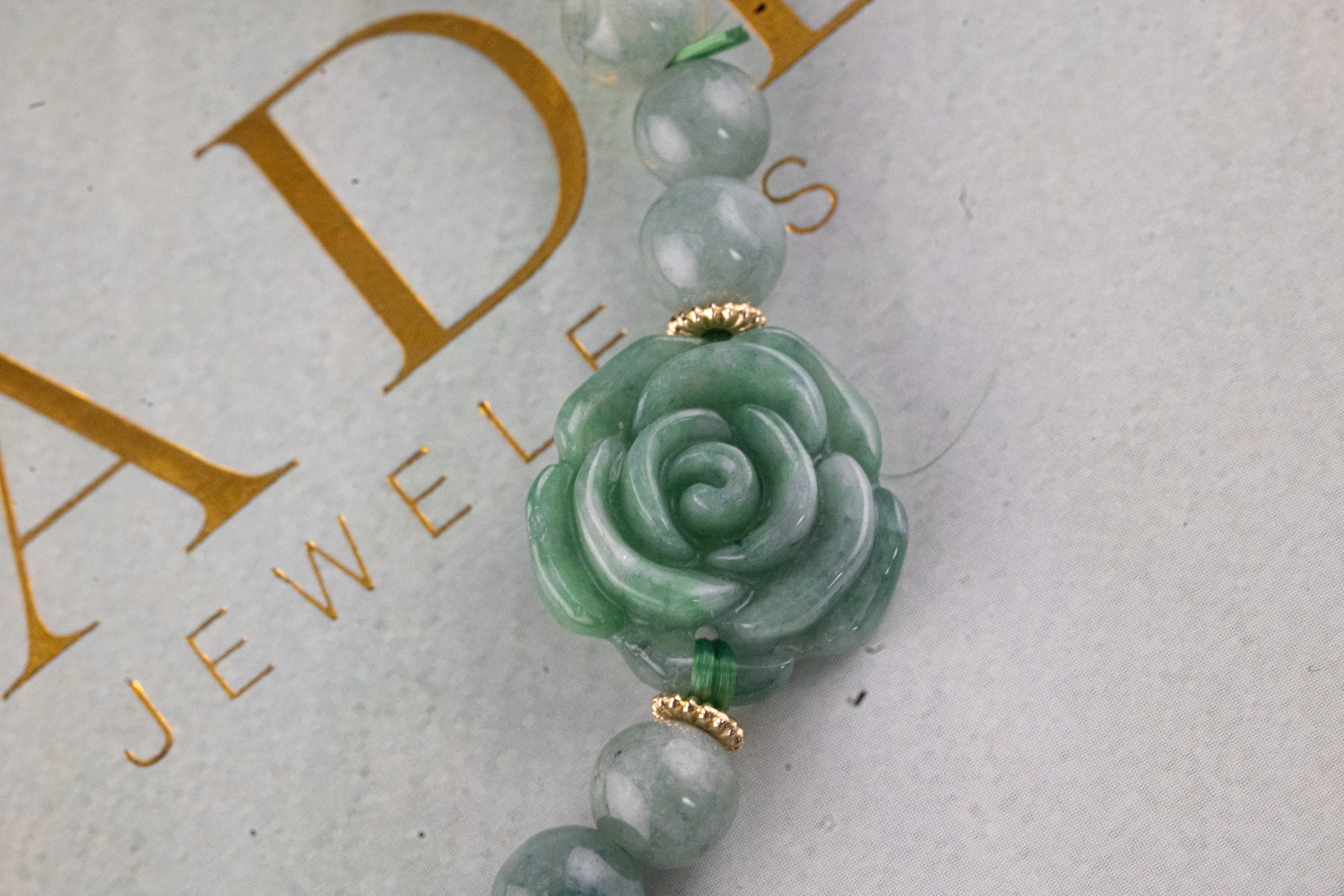 Green Beaded Rose Bracelet