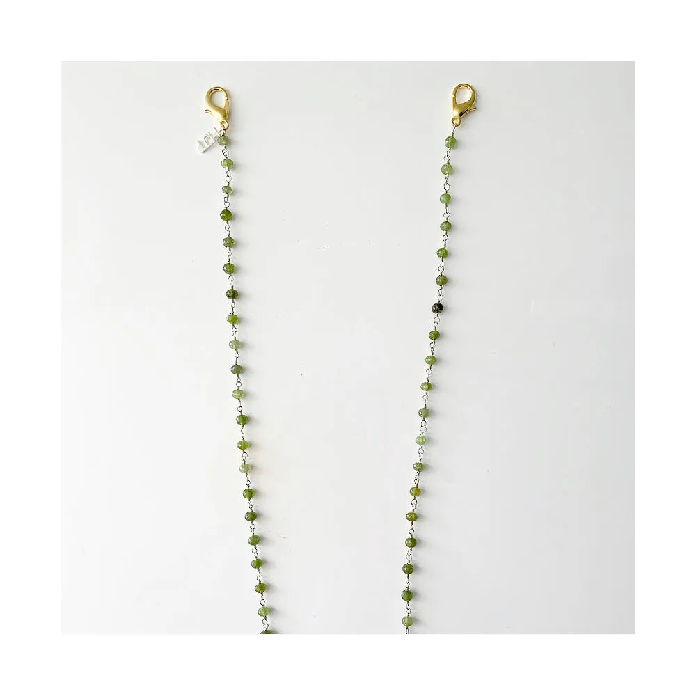 Green Garnet stone sterling silver rosary Eye-wear Chain