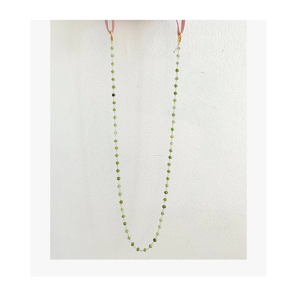 Green Garnet stone sterling silver rosary Eye-wear Chain