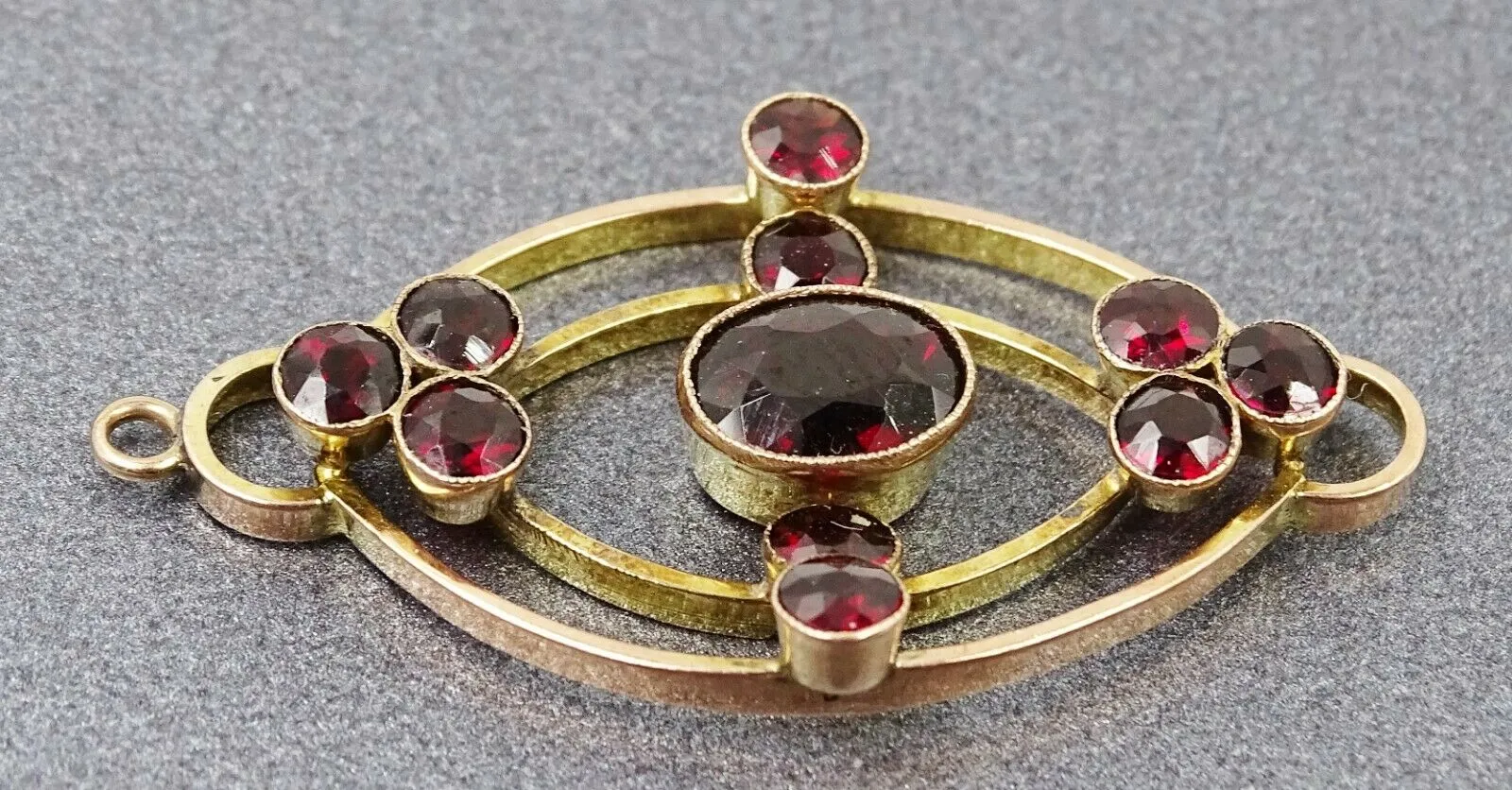 Handmade 9ct Yellow Gold Garnet Suffragette Era Vintage Pendant