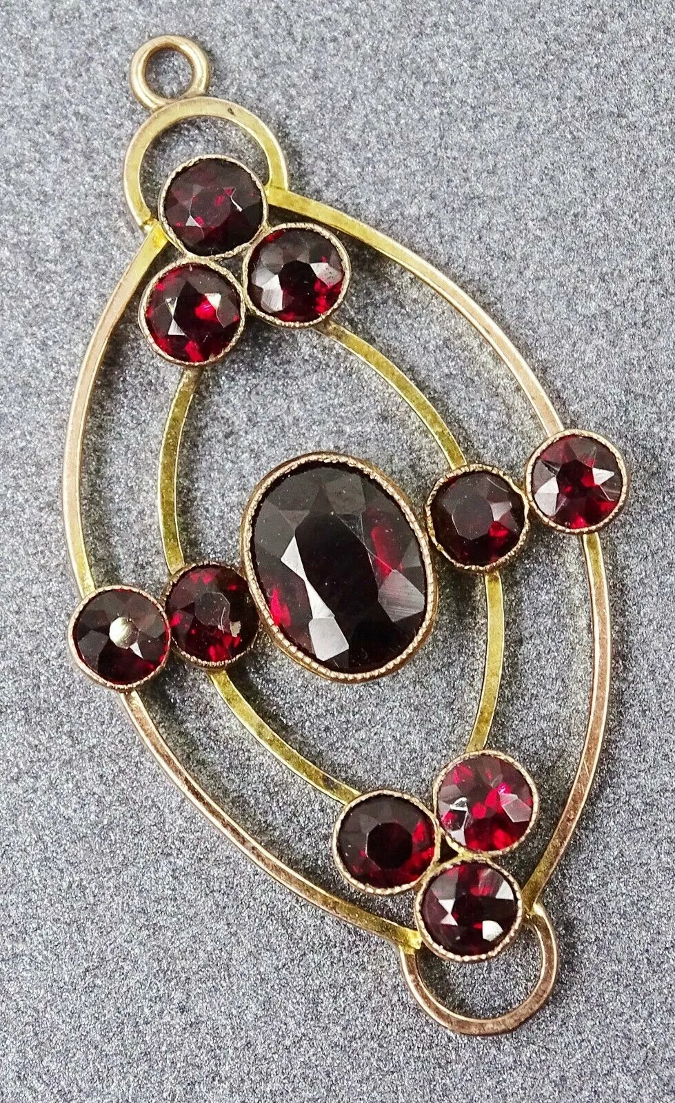 Handmade 9ct Yellow Gold Garnet Suffragette Era Vintage Pendant