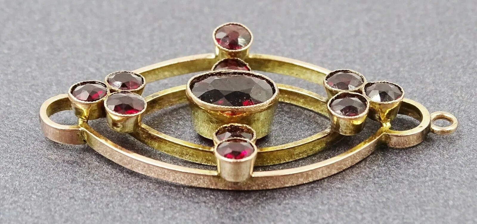 Handmade 9ct Yellow Gold Garnet Suffragette Era Vintage Pendant