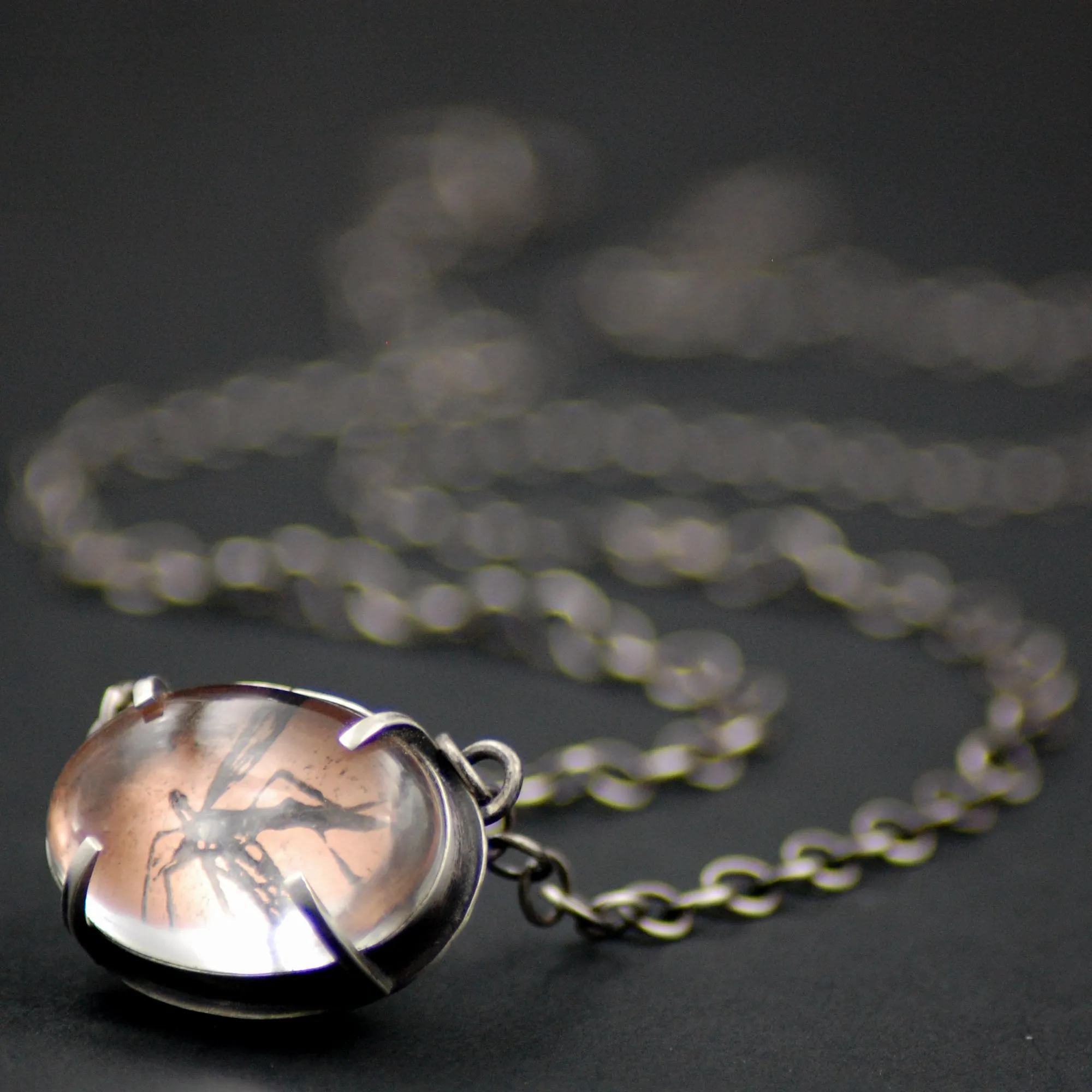 Handmade Mosquito Insect Necklace in Sterling Silver & Copper