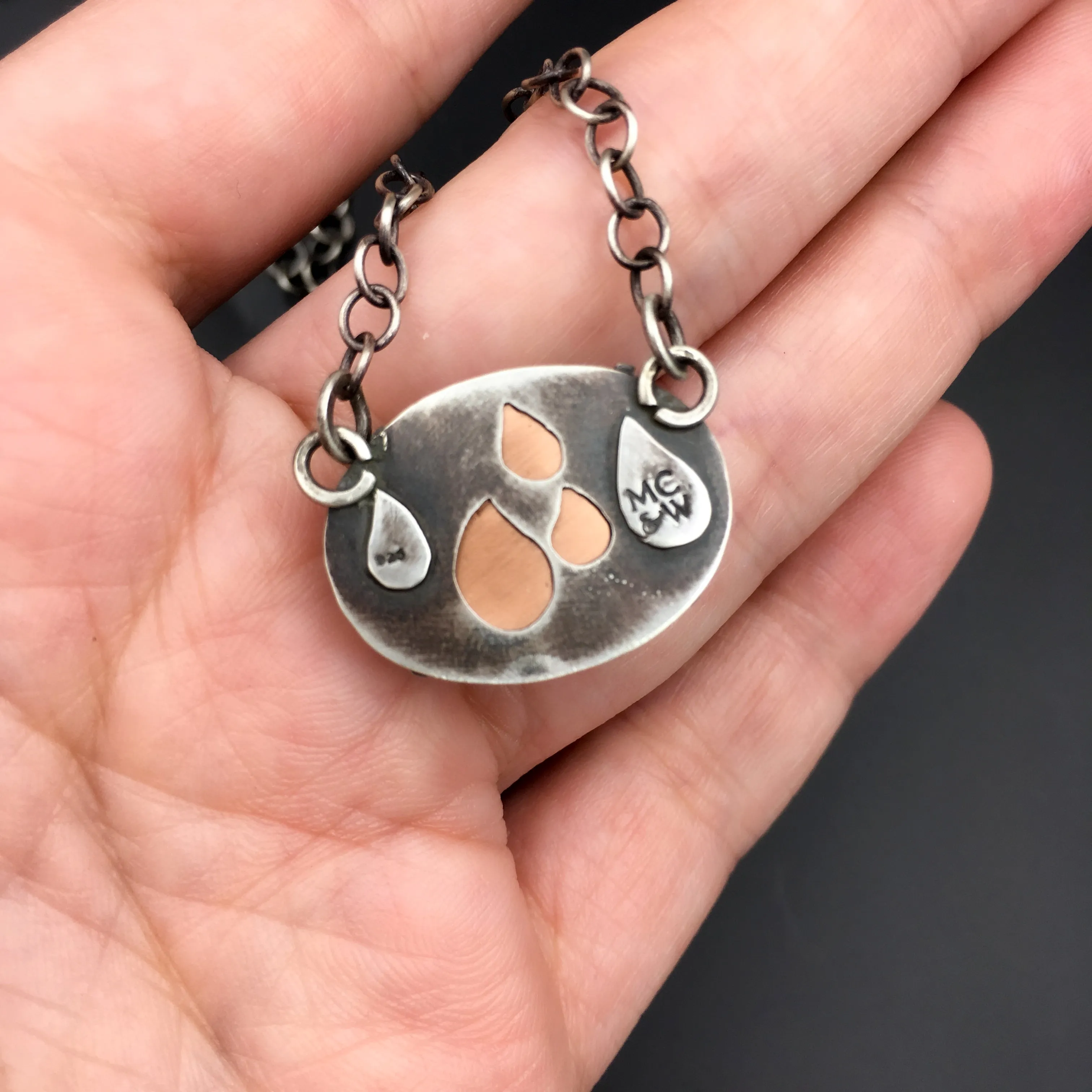 Handmade Mosquito Insect Necklace in Sterling Silver & Copper
