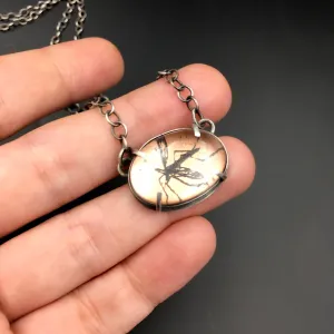 Handmade Mosquito Insect Necklace in Sterling Silver & Copper
