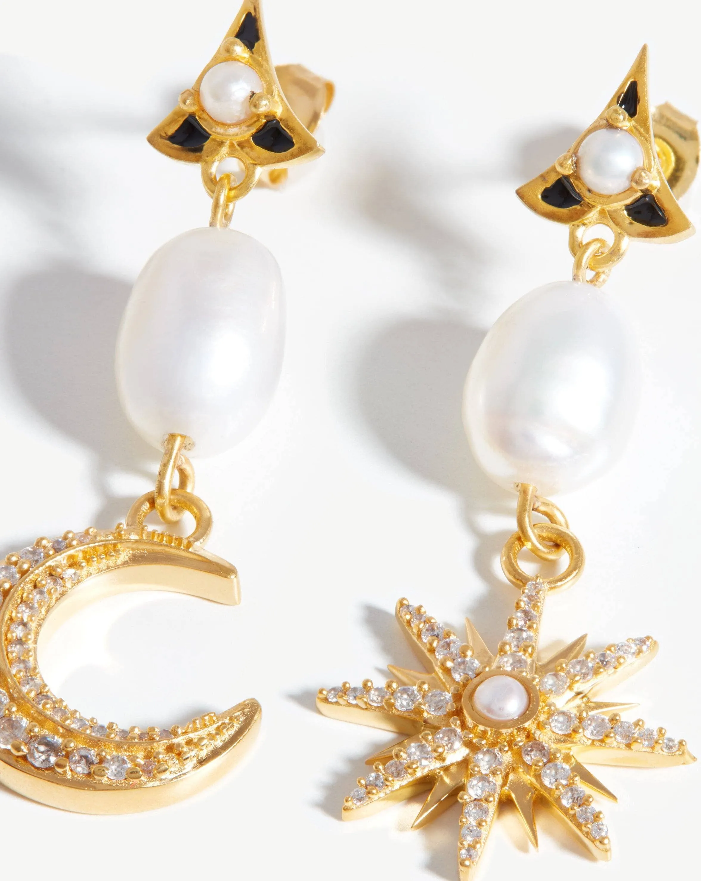 Harris Reed Moonlight Pearl Drop Earrings | 18ct Gold Plated/Pearl