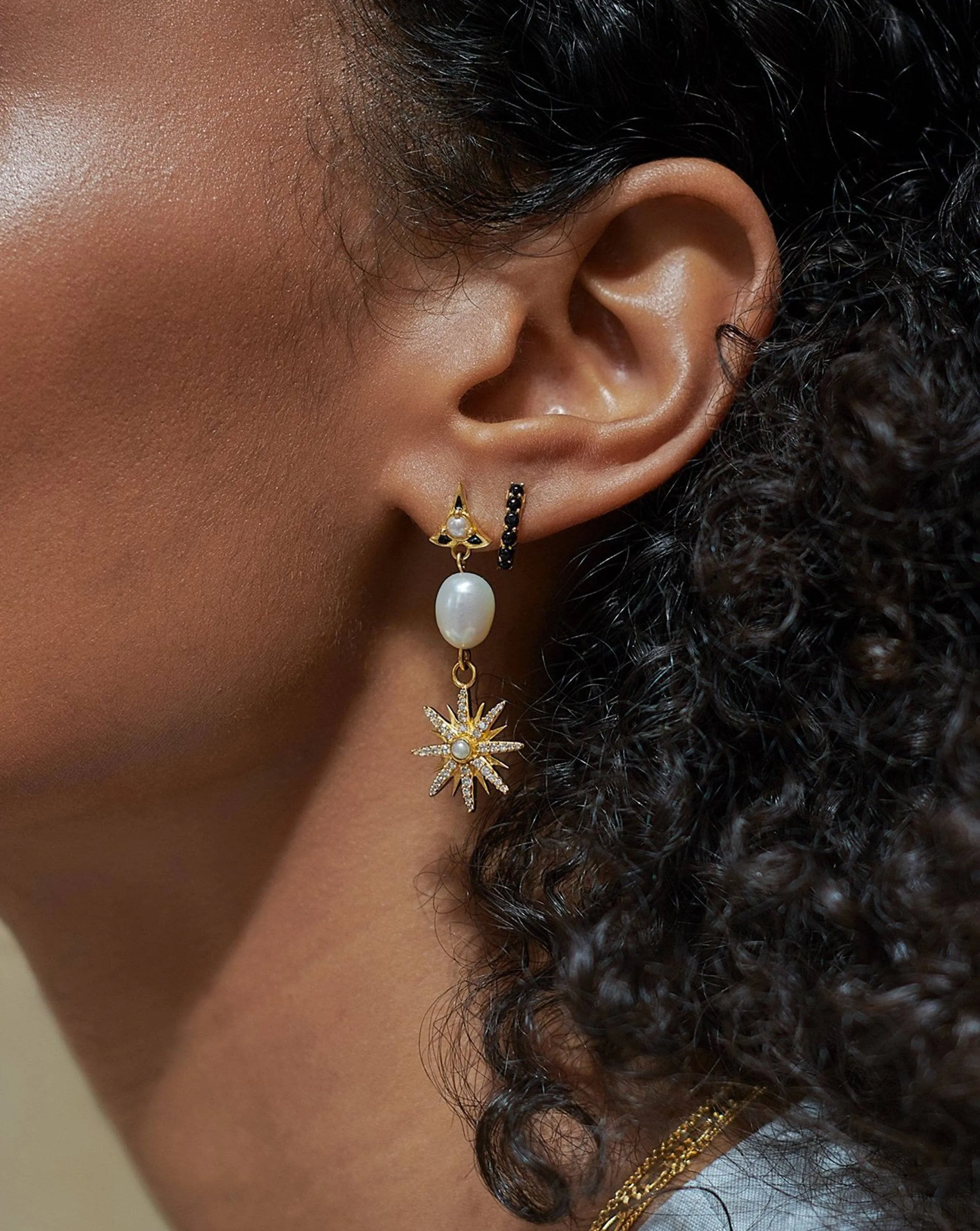 Harris Reed Moonlight Pearl Drop Earrings | 18ct Gold Plated/Pearl