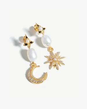 Harris Reed Moonlight Pearl Drop Earrings | 18ct Gold Plated/Pearl