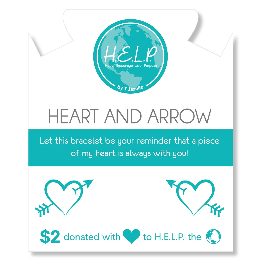 Heart and Arrow Charm with Blue Zebra Jade Charity Bracelet