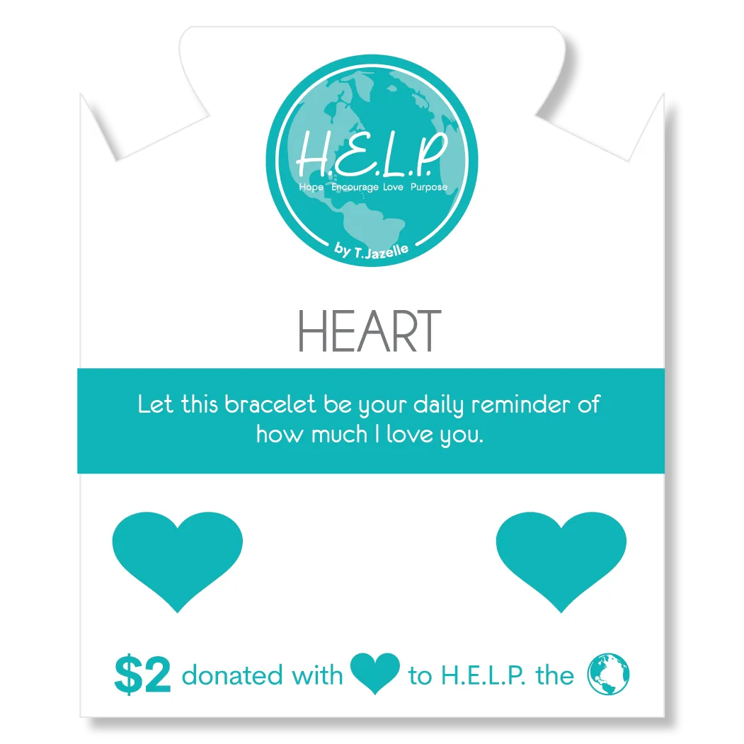 Heart Cutout Charm with Blue Zebra Jade Charity Bracelet