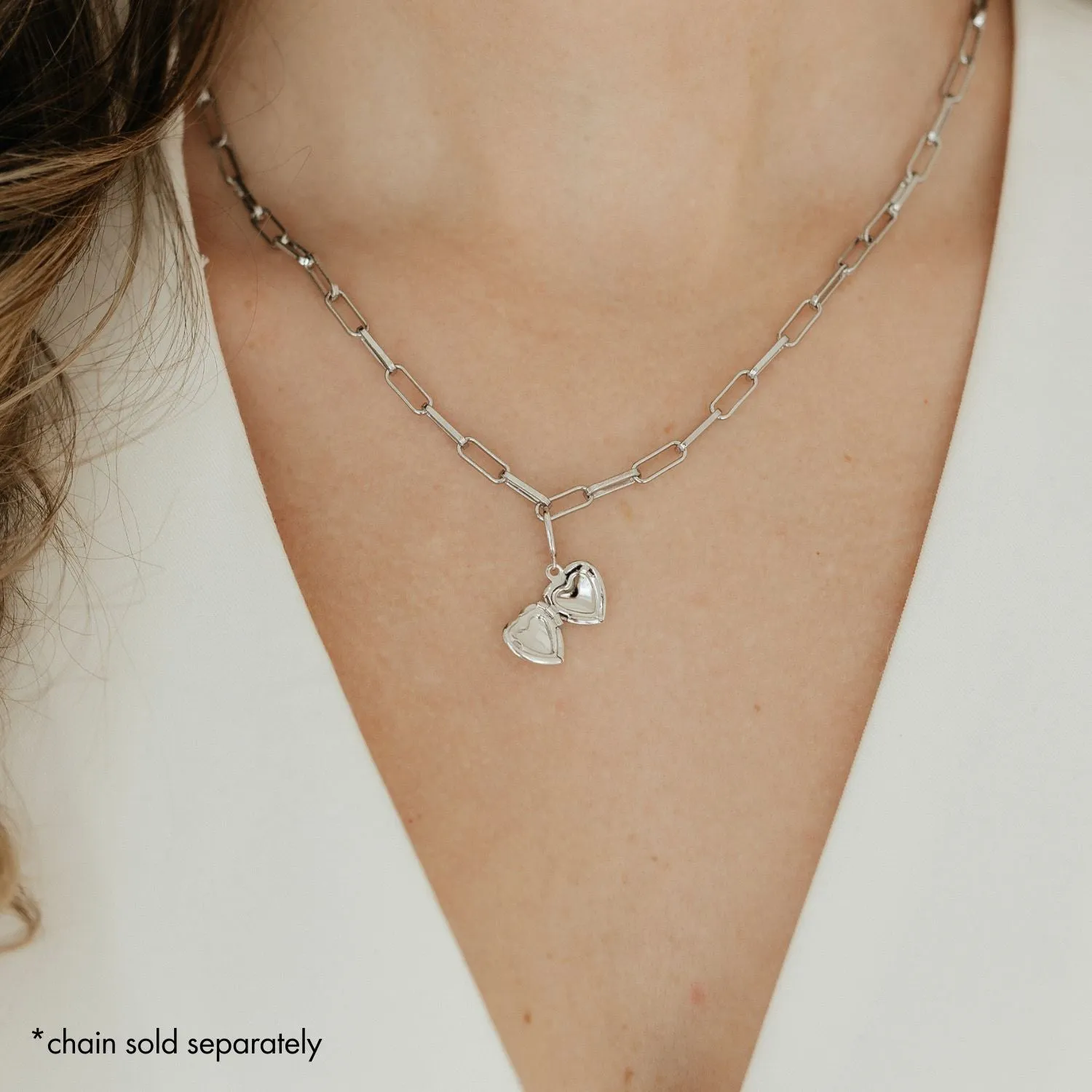 Heart Locket Charm (Silver)