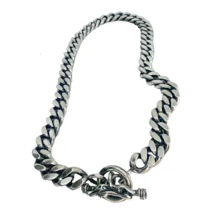 Heavyweight Curb Chain Necklace with Celtic Crocodile T-Bar