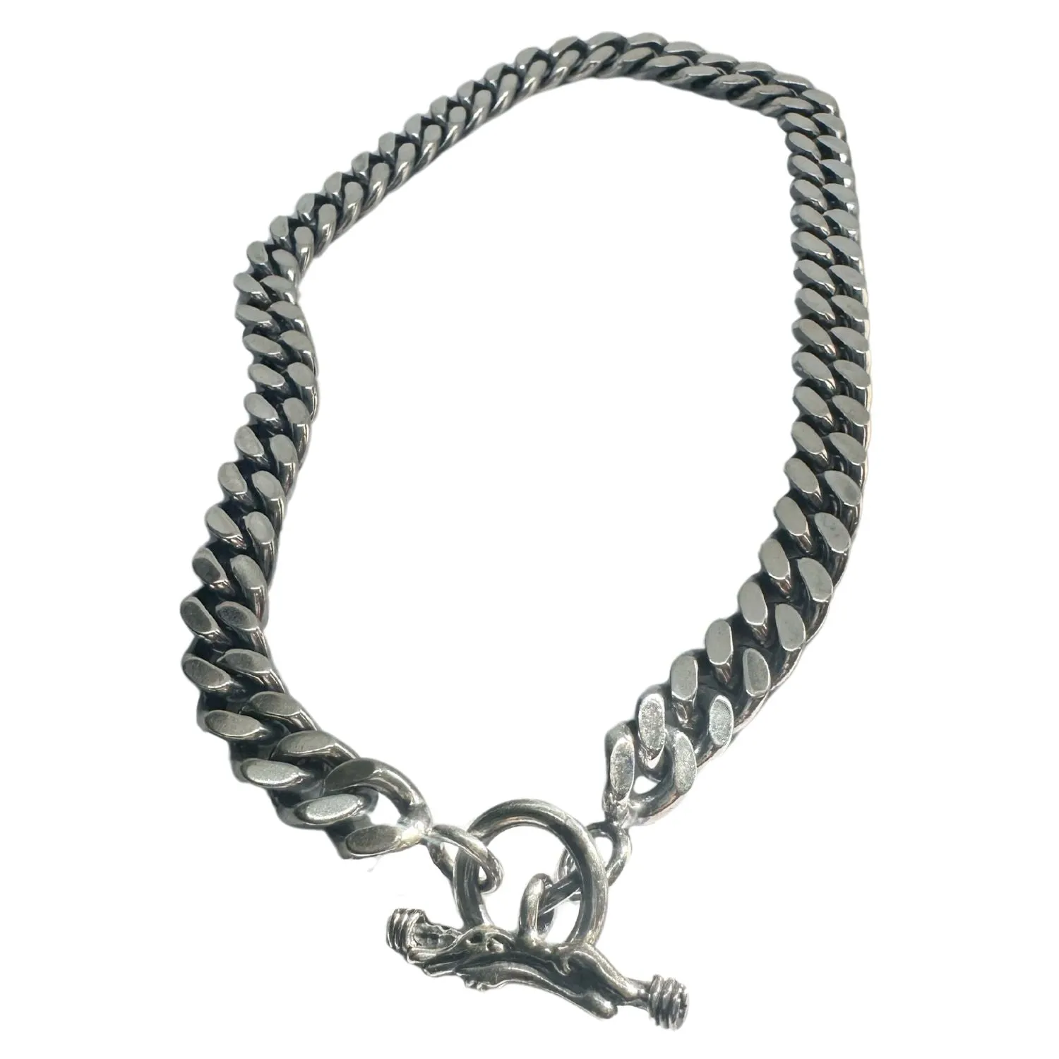 Heavyweight Curb Chain Necklace with Celtic Crocodile T-Bar