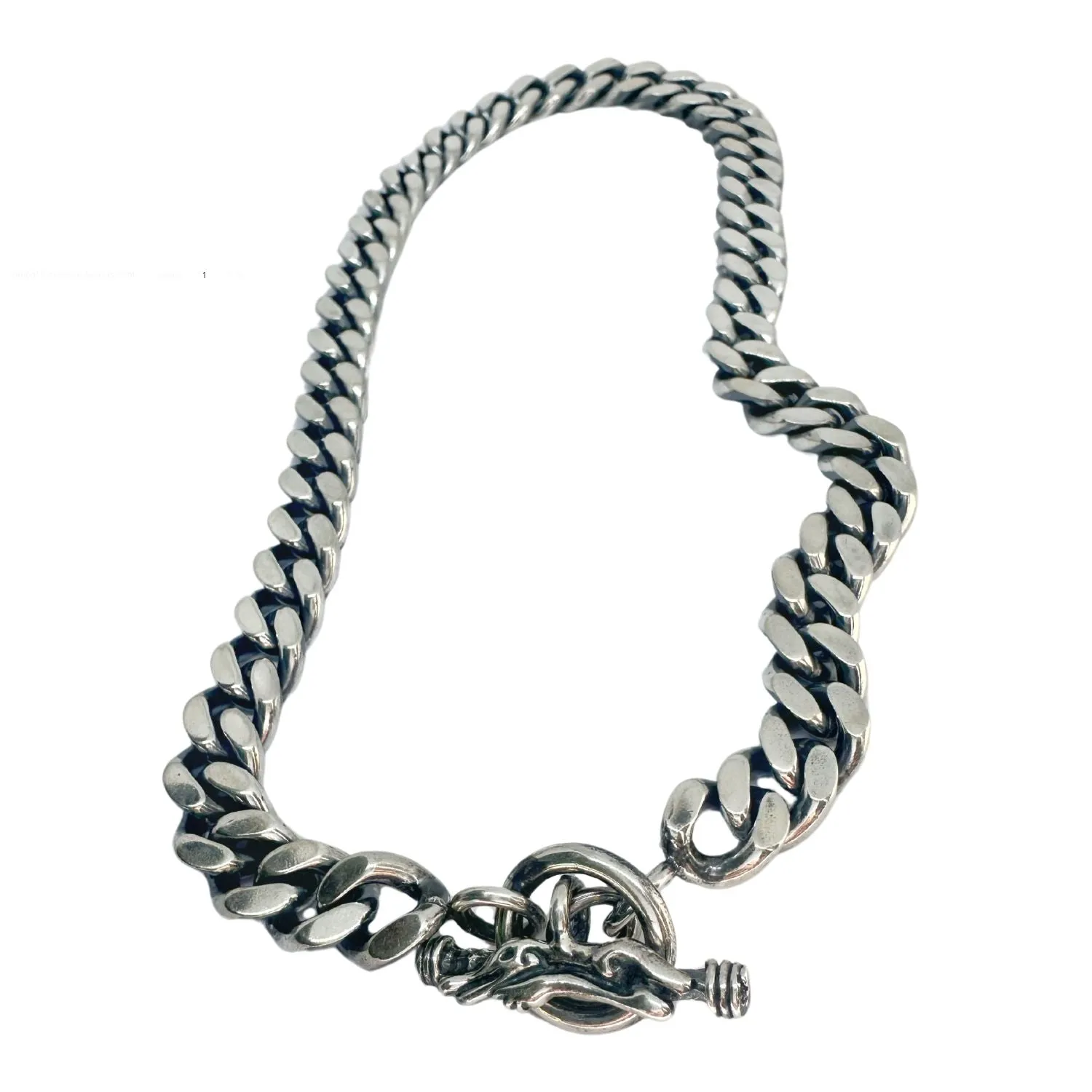 Heavyweight Curb Chain Necklace with Celtic Crocodile T-Bar