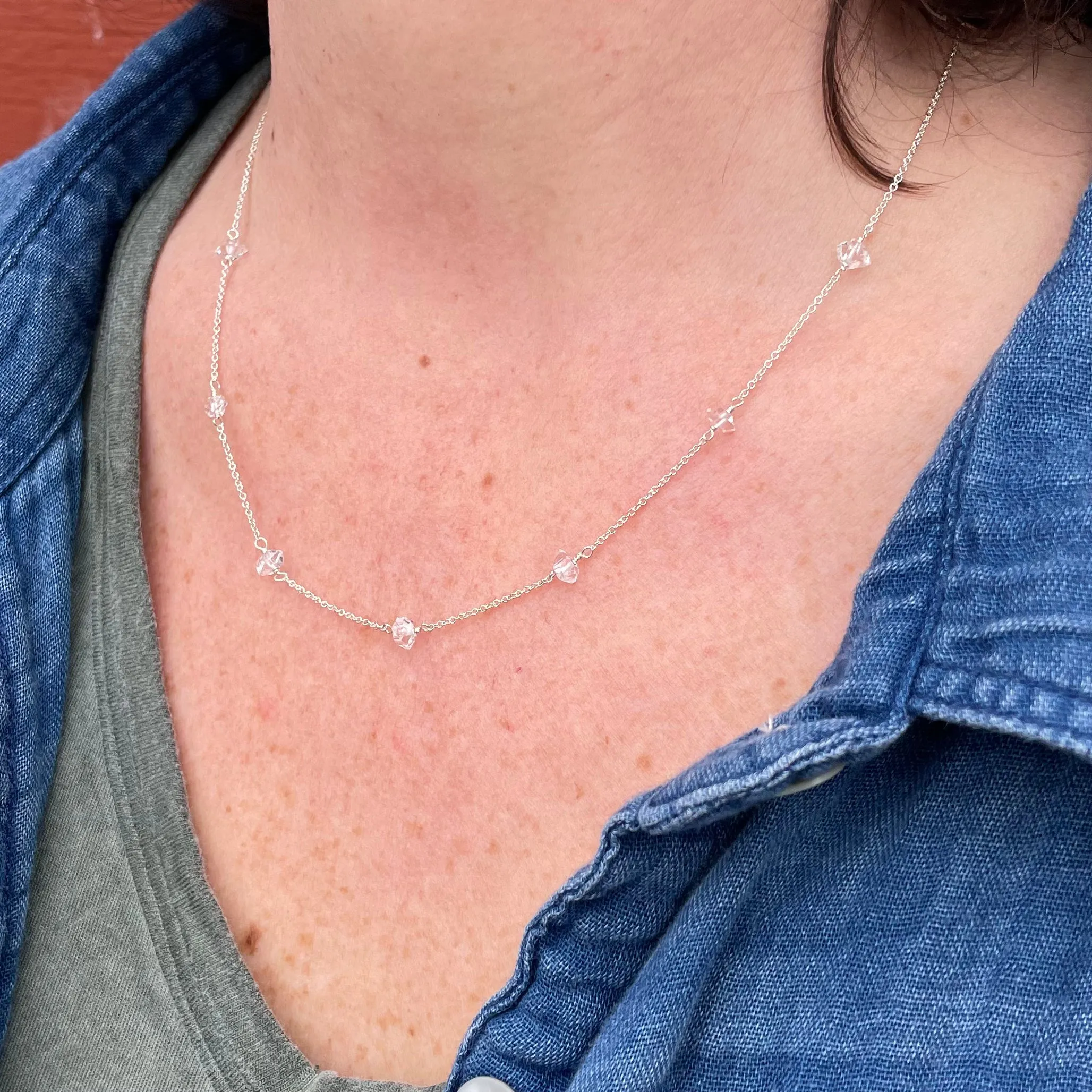 Herkimer Diamond Station Necklace