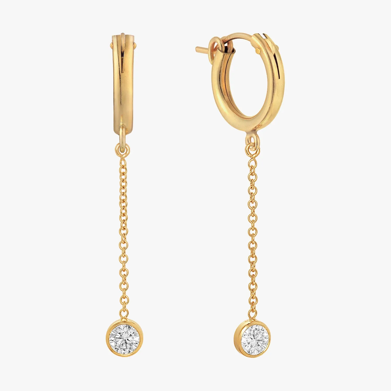 Hoop Bezel Chain Earrings