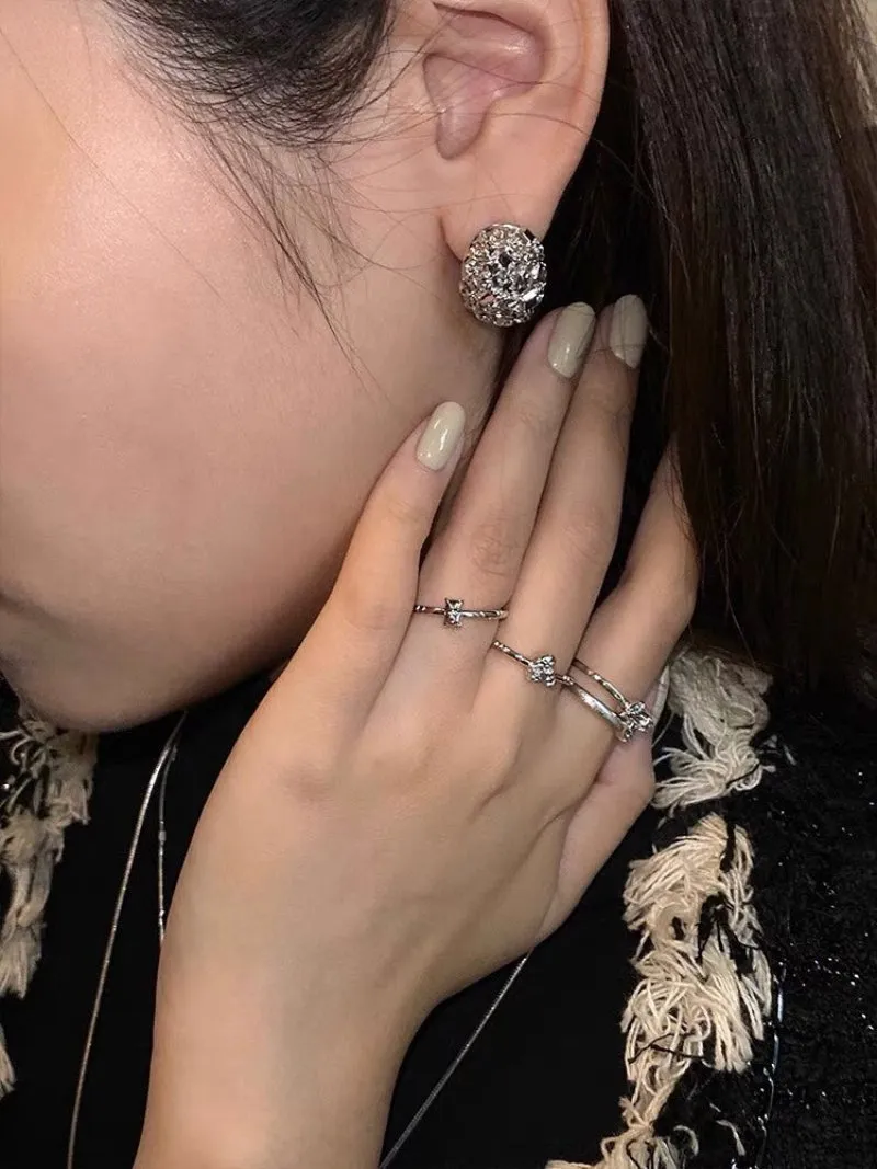 Intricate Design Starry Egg-Shaped Sterling Silver Bangles Bracelet