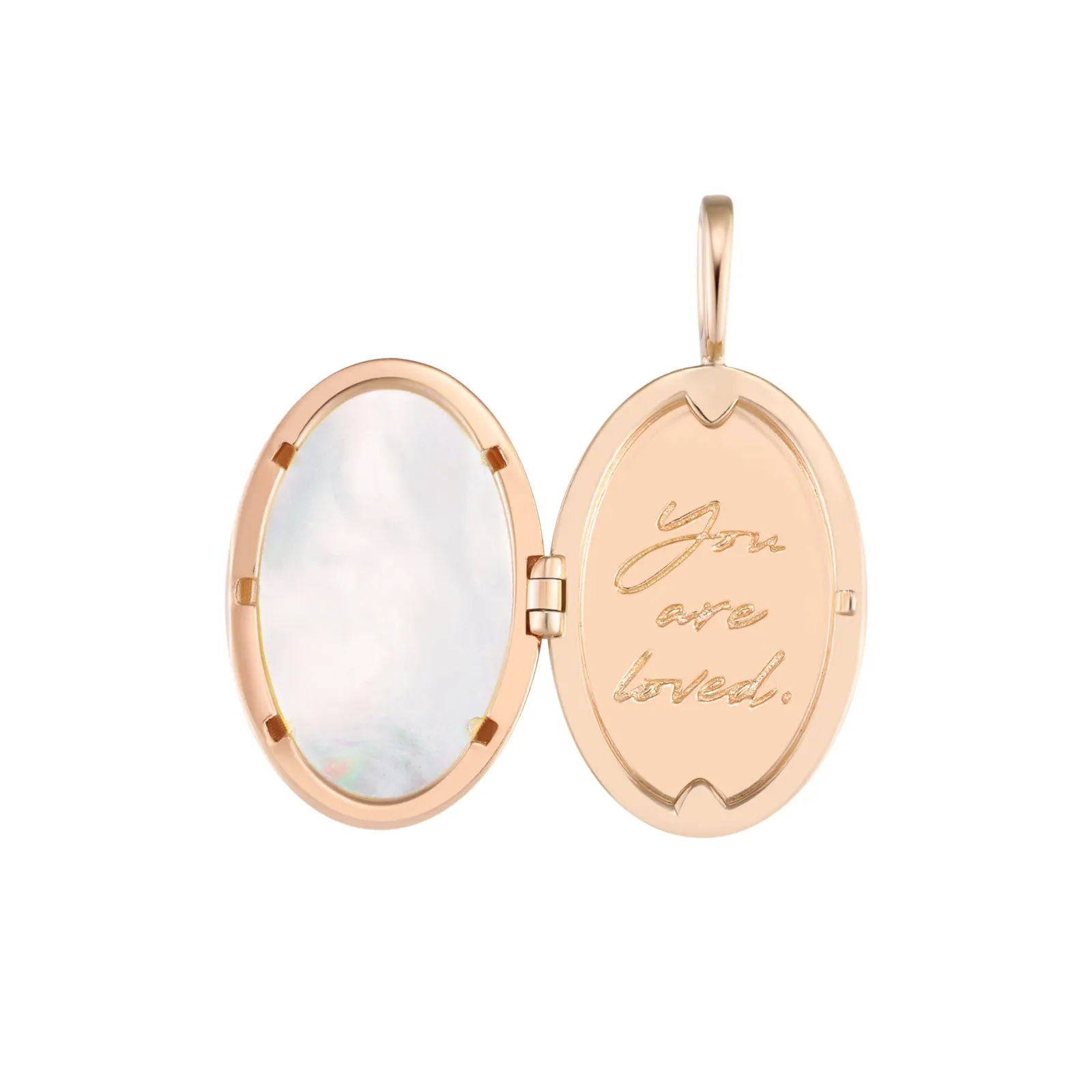 Iolite & Mother of Pearl Gold Locket Pendant - Love Magic