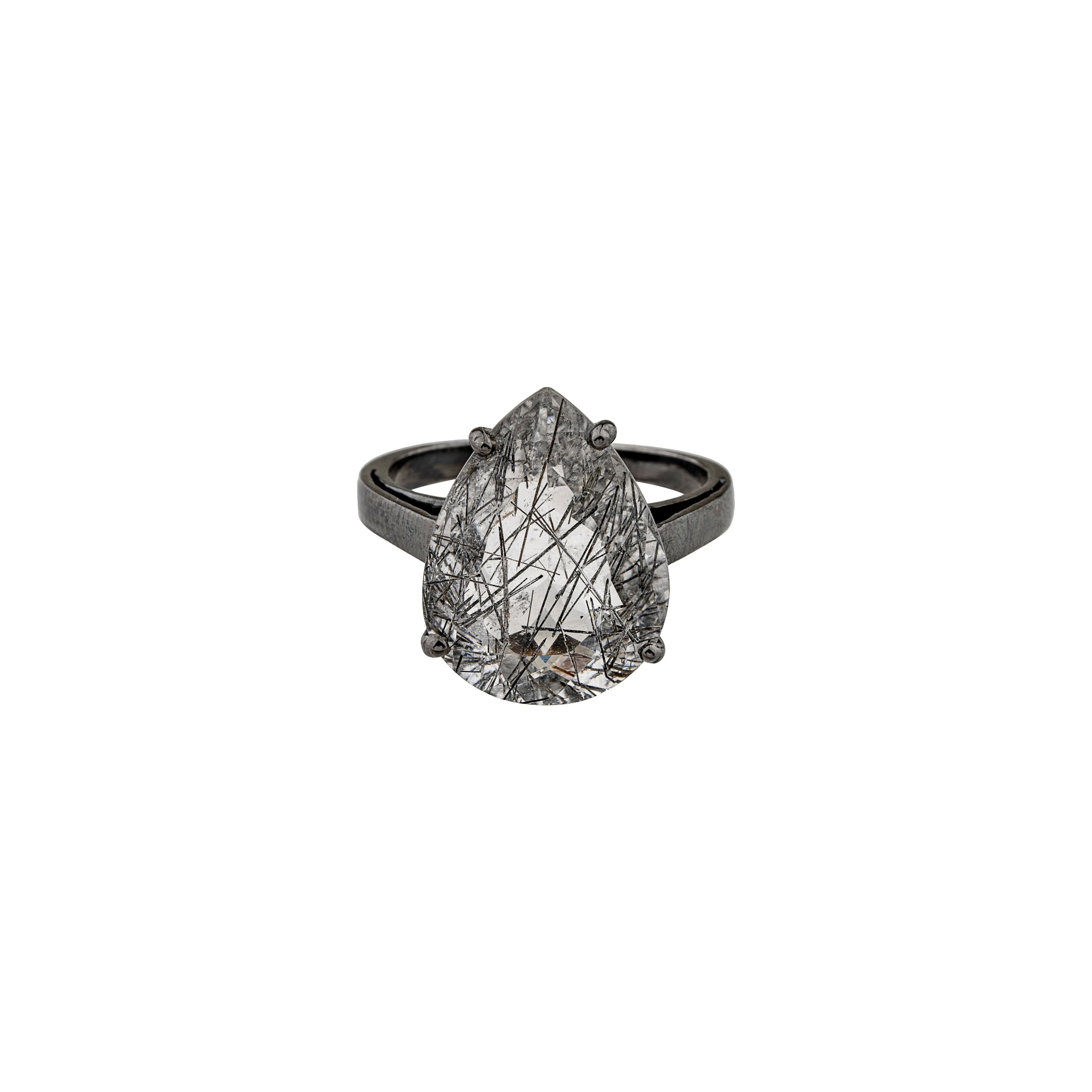 Kali Tourmalinated Quartz Ring, 14K White Gold