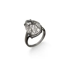 Kali Tourmalinated Quartz Ring, 14K White Gold