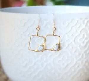 Keshi pearl square dangle earrings