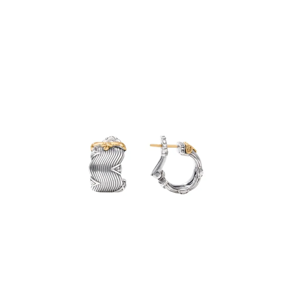 Konstantino Kyma Collection Sterling and Gold Golden Sunbeam Wide Huggie Hoop Earrings