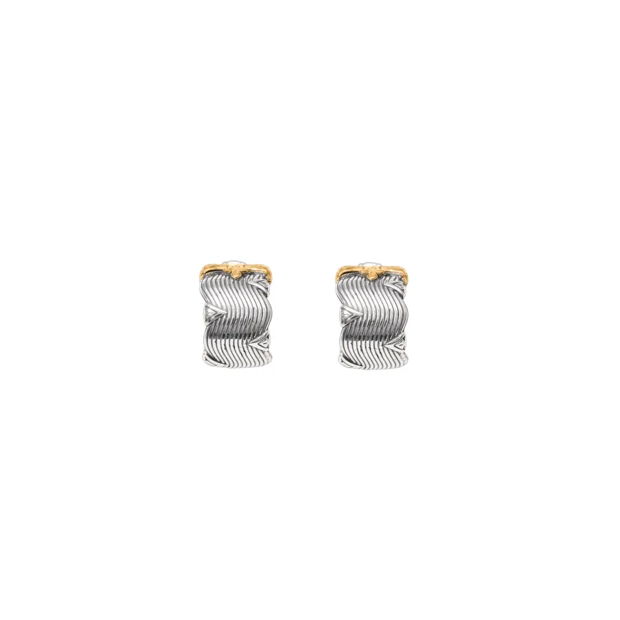 Konstantino Kyma Collection Sterling and Gold Golden Sunbeam Wide Huggie Hoop Earrings