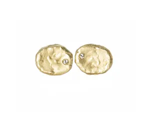 Large Flake with Single Diamond Post Earring