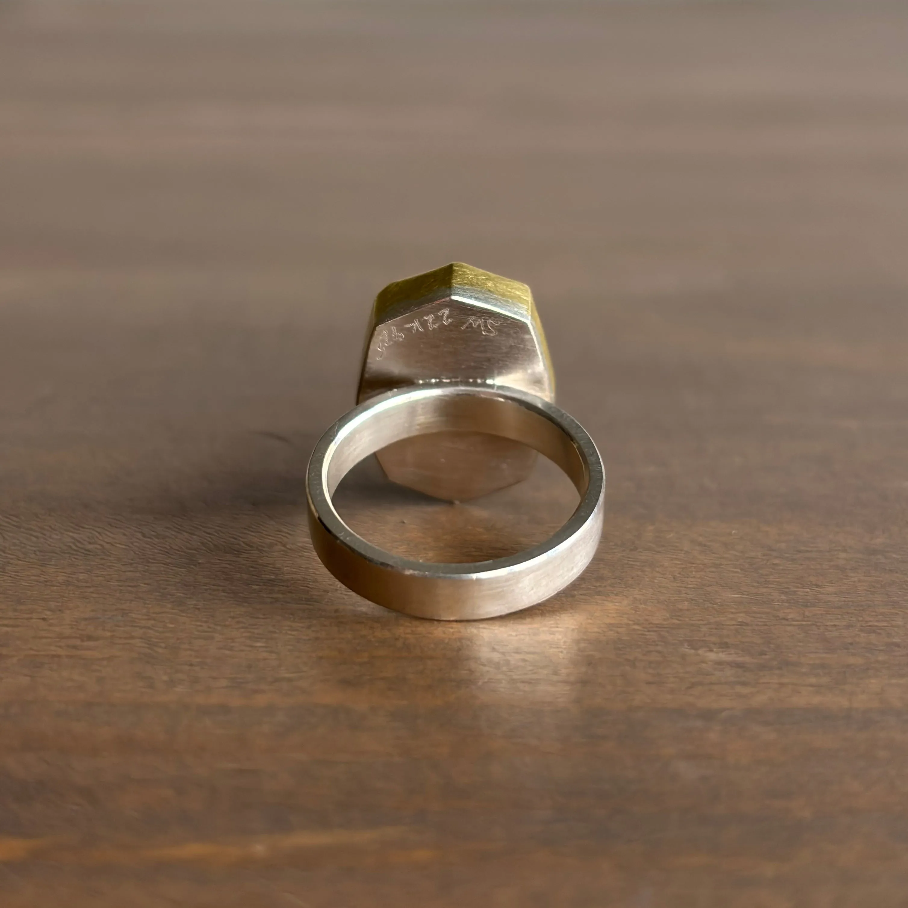 Large Smoky Rutilated Quartz Tablet Ring