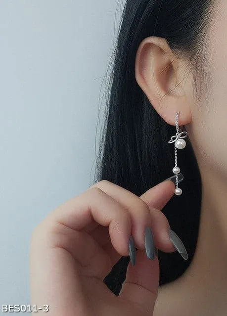 Long tassel pearl drop earrings