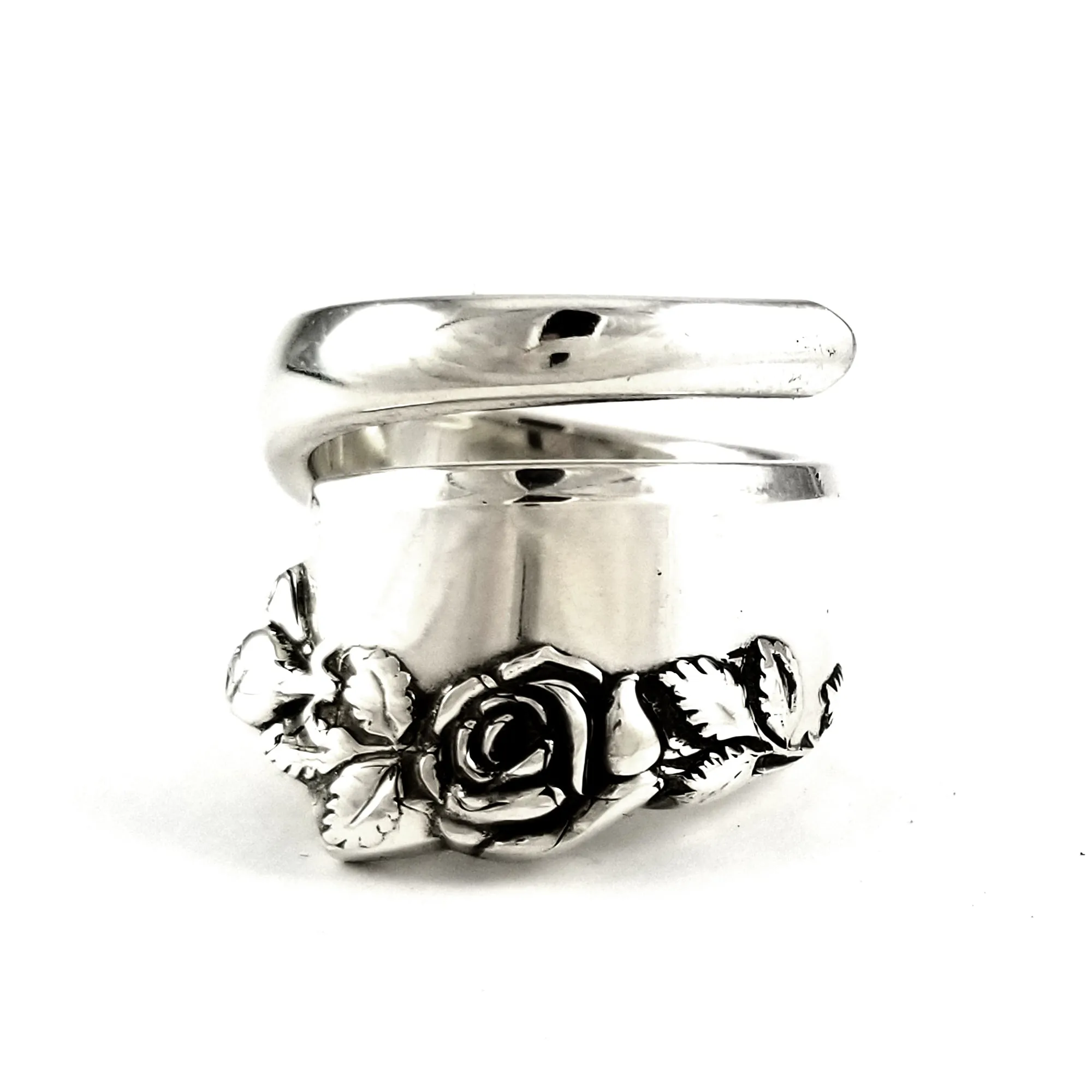 Lunt Garnet Rose Sterling Silver Wrap Around Spoon Ring
