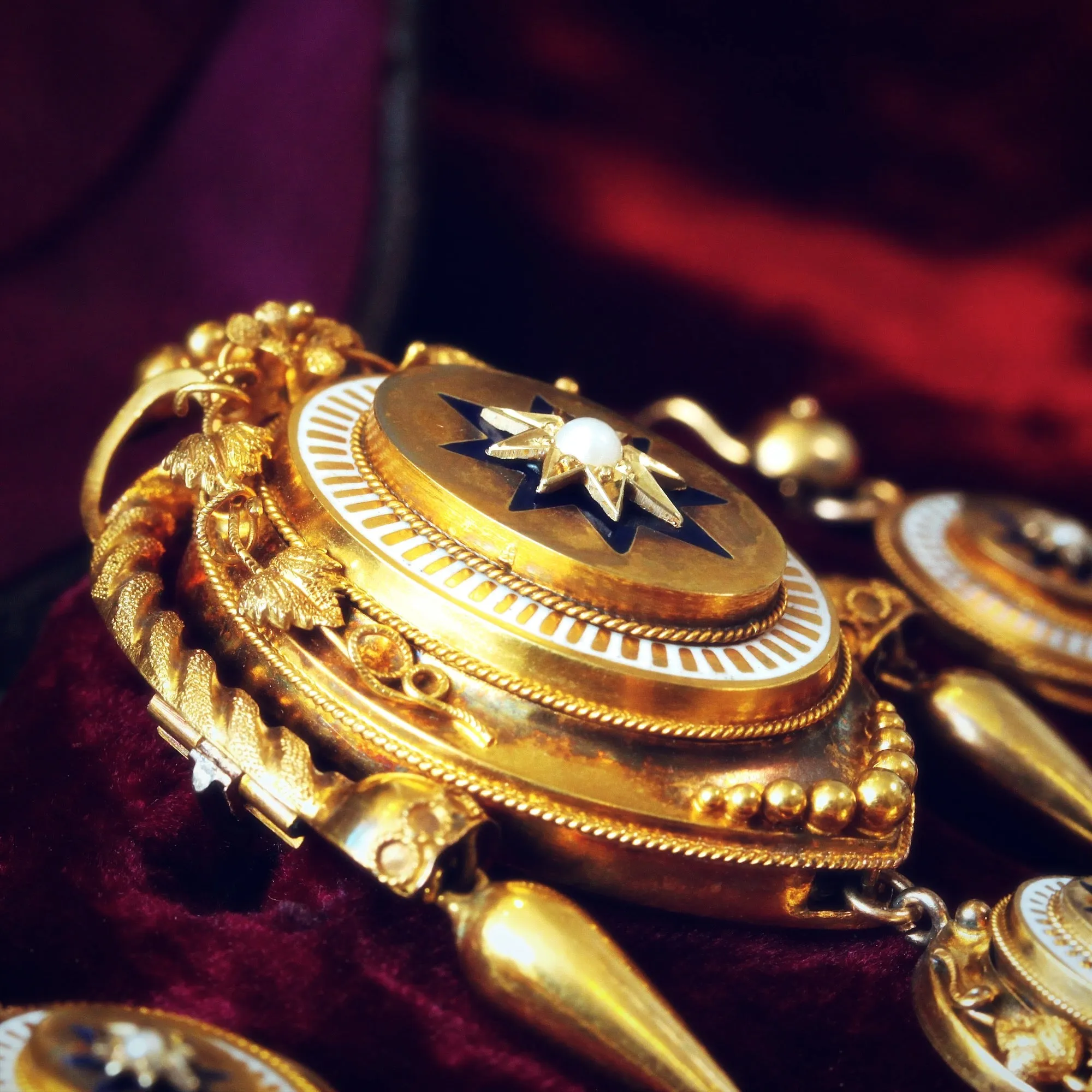 Magnificent Victorian Tasselled Demi-Parure in Original Box