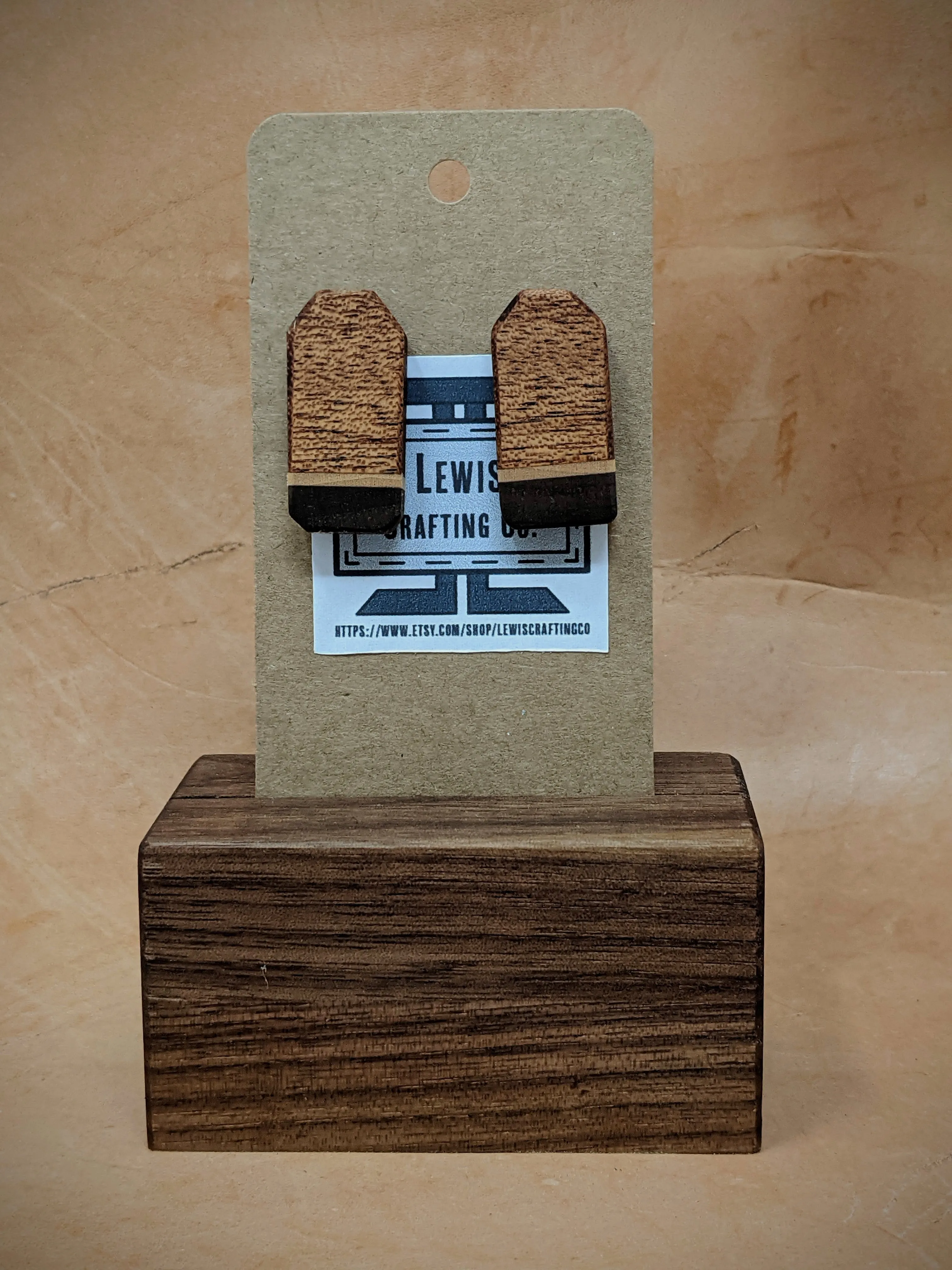 Mahogany Rectangle Stud Earrings