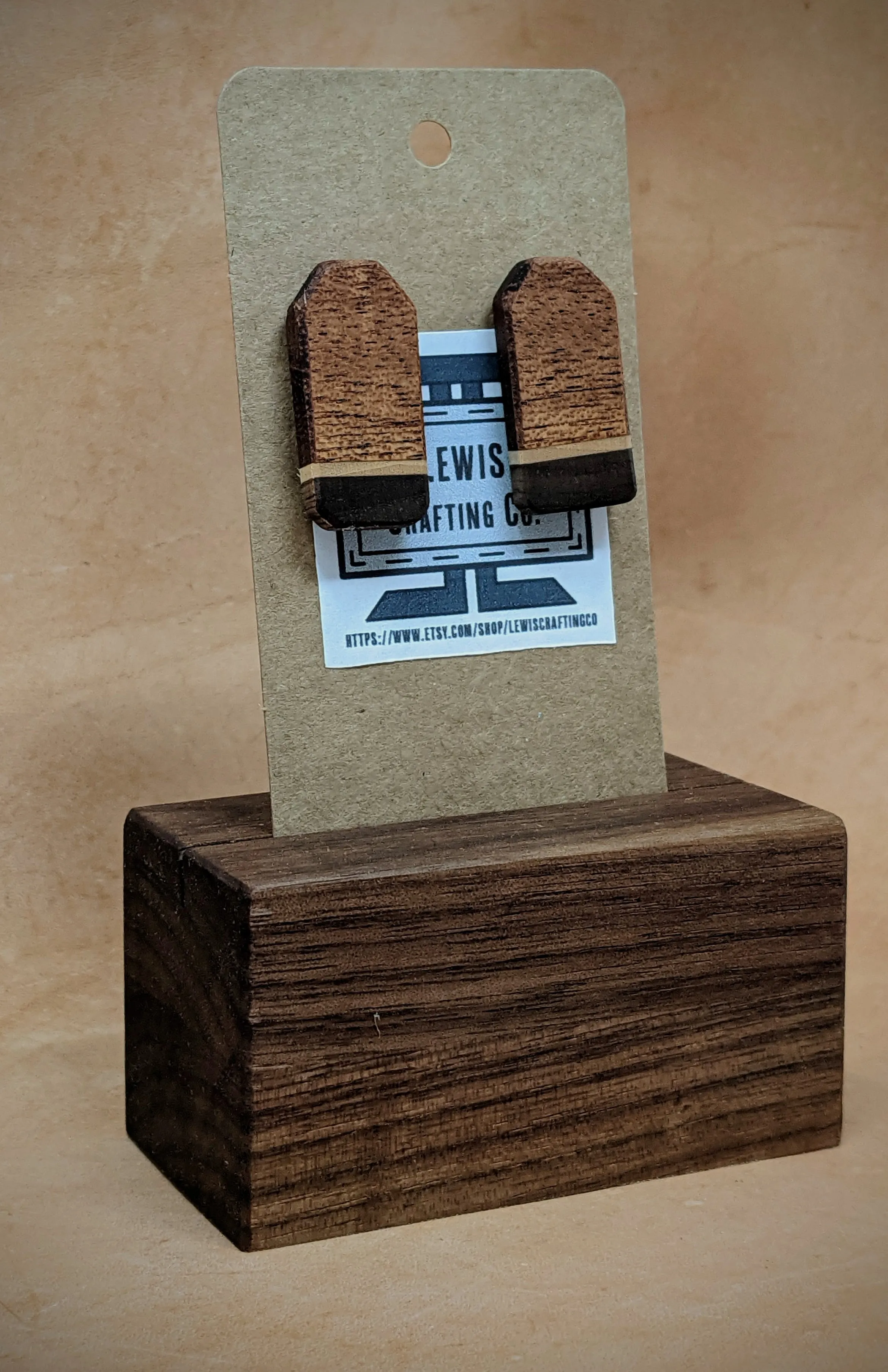 Mahogany Rectangle Stud Earrings