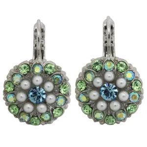 Mariana "Green Blue Pearl" Rhodium Plated Guardian Angel Crystal Earrings, 1029 84ro