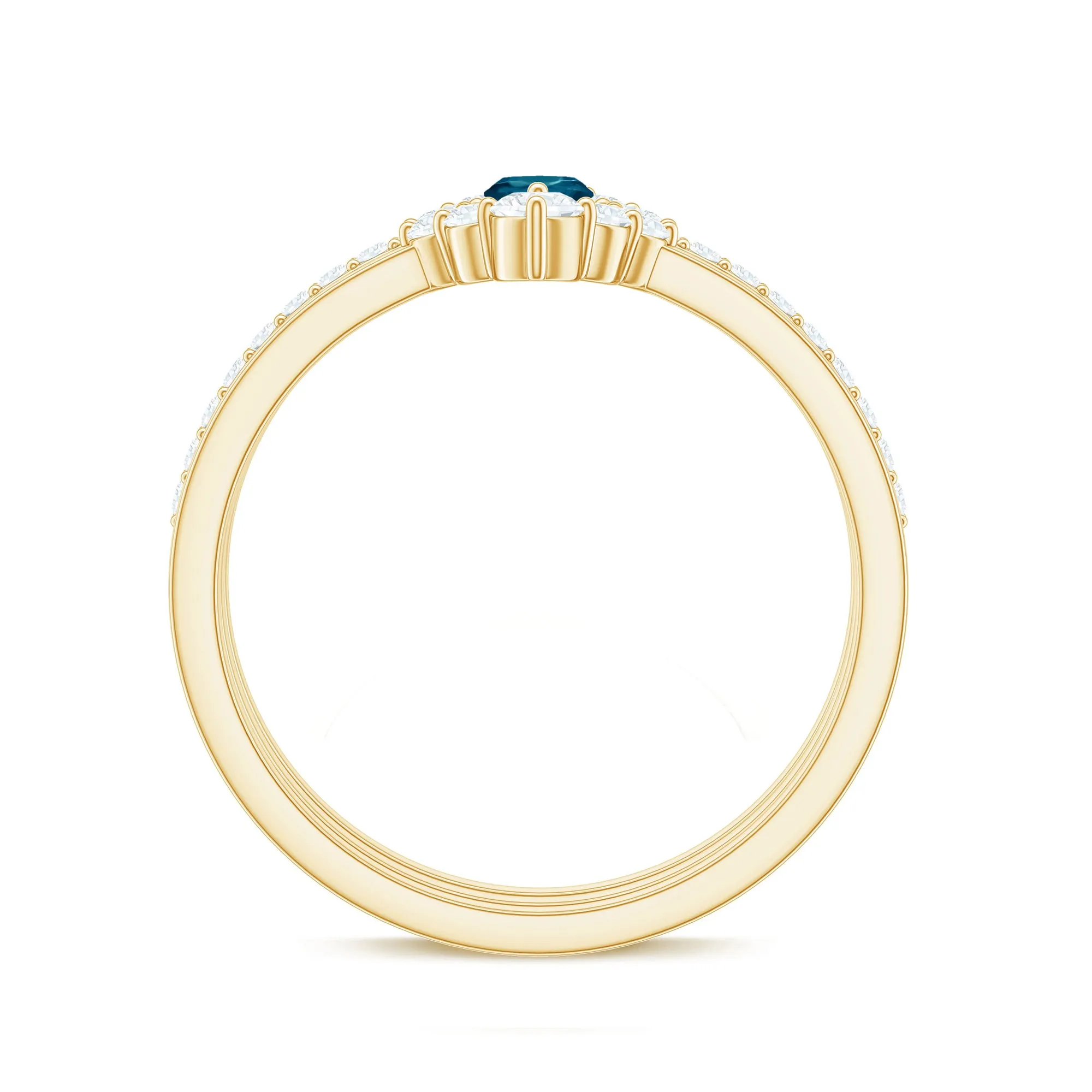 Marquise London Blue Topaz Solitaire Trio Ring Set with Diamond