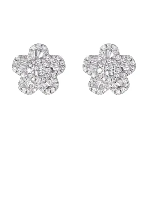 Mens Stud Diamond Earrings | 1.05 Carats 14K White Gold