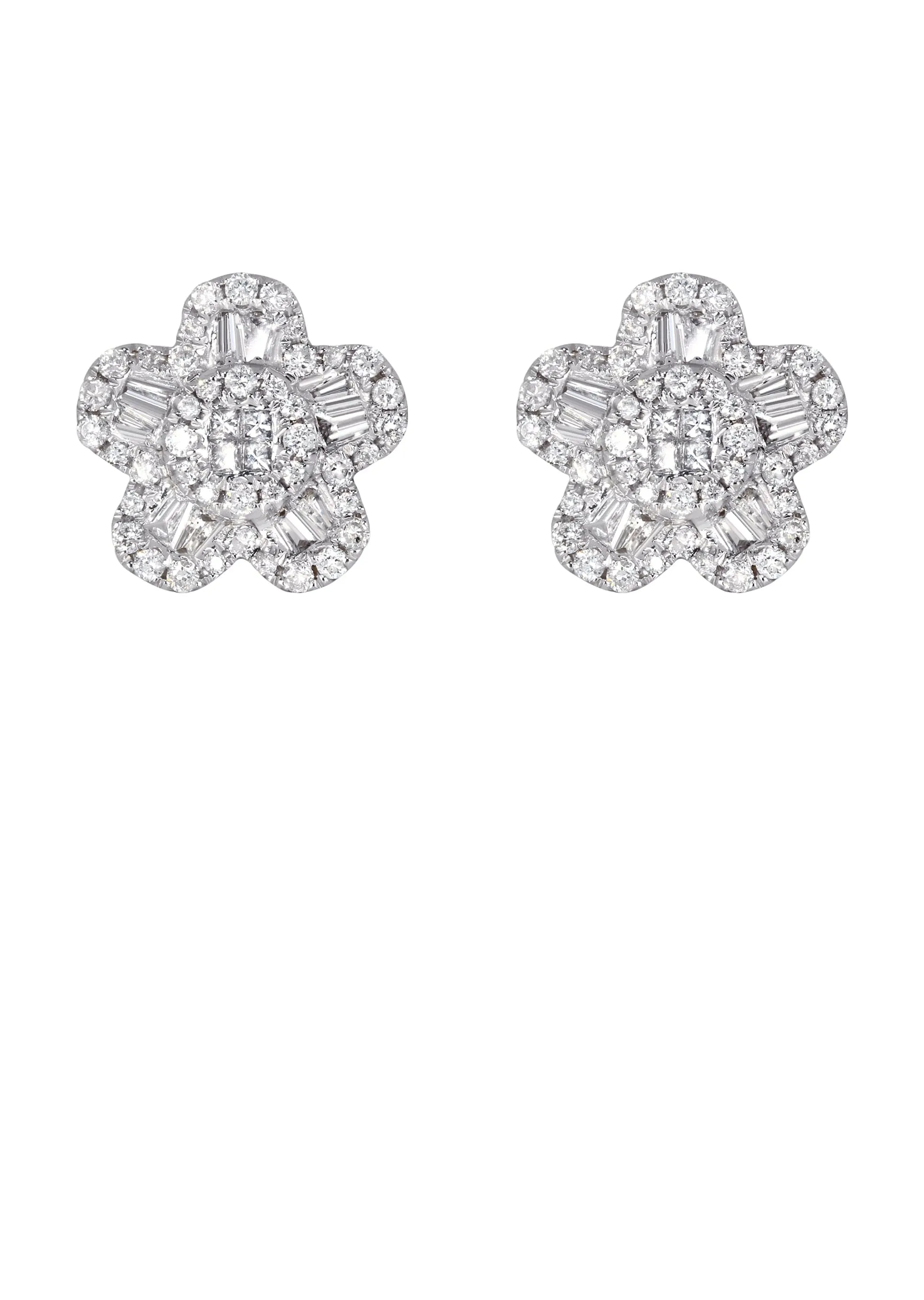 Mens Stud Diamond Earrings | 1.05 Carats 14K White Gold