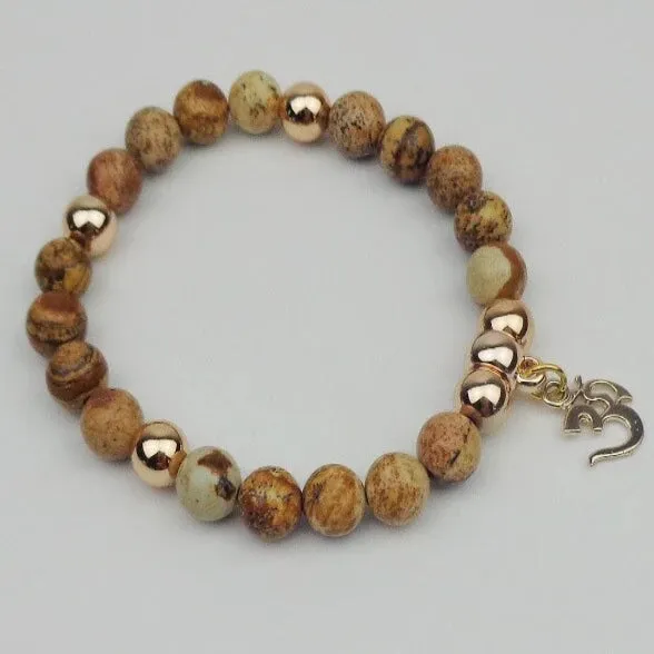 Metal OM with Beads Elastic Rope Bracelet