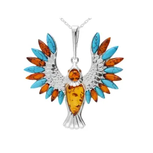 MILENA necklace Silver and Amber Paradise Bird