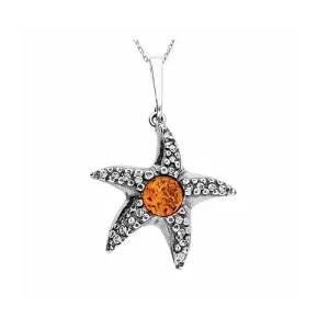 MILENA necklace Silver and Amber Starfish