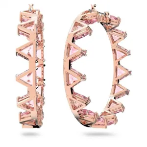 Millenia Large Hoop Triangle Cut Zirconia Pink Rose Gold-tone Plated Earrings 5614931